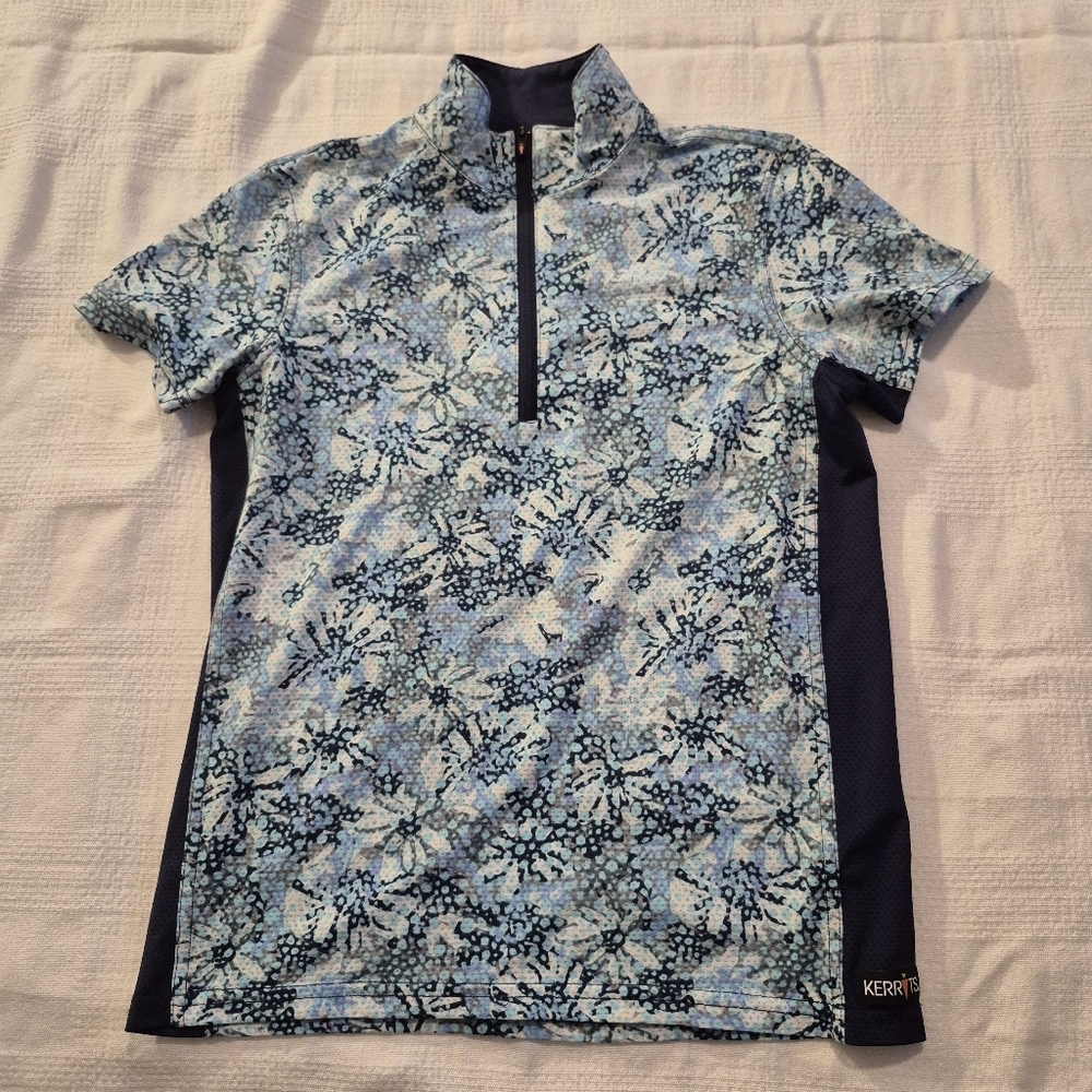 Kerrits girls size Large short sleeve pullover 1/4 zip shirt VGUC